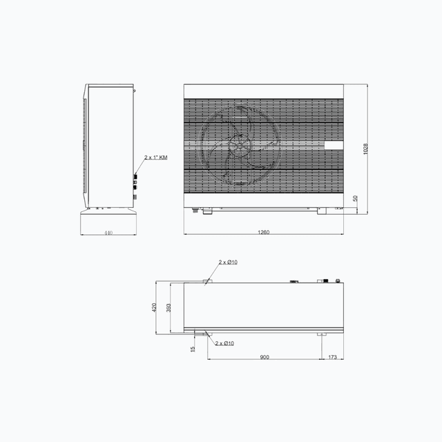 Trident Titan Pro 08M-TIO - Outdoor unit technical drawing